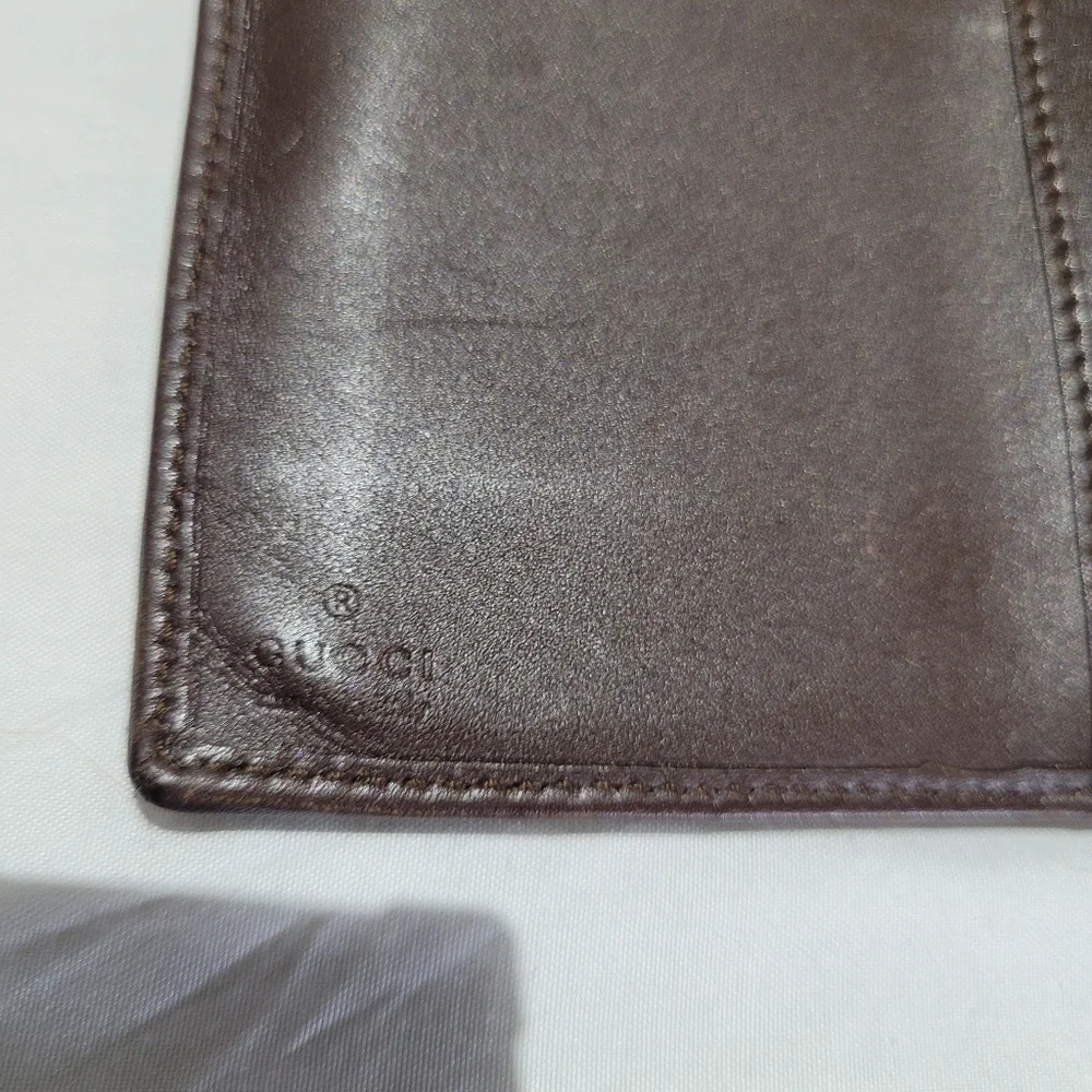 Gucci Brown Tan Wallet Card Holder Twist Lock Clutch Vintage Graphic Web Print - Picture 7 of 14